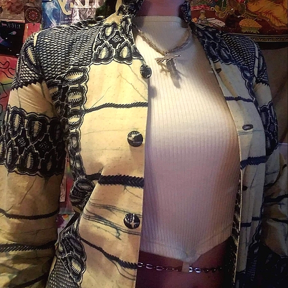 Handmade Tops - Handmade Geometric Quarter Sleeve Tunic